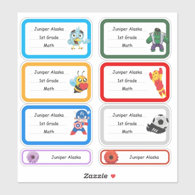 Pegatina escolar etiqueta vinilo , personaliza. (Hoja)