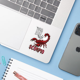 Pegatina Escorpio Zodiaco Cromo Glifo Cristalino Escorpión