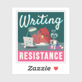 Pegatina "Escribir es mi resistencia" rectángulo compacto