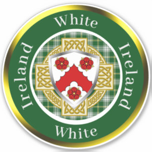 Pegatina Escudo blanco irlandés/cruz celta personalizada