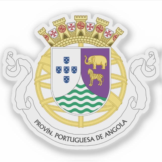 Pegatina Escudo de Angola portuguesa (1951-1975) (Anverso)