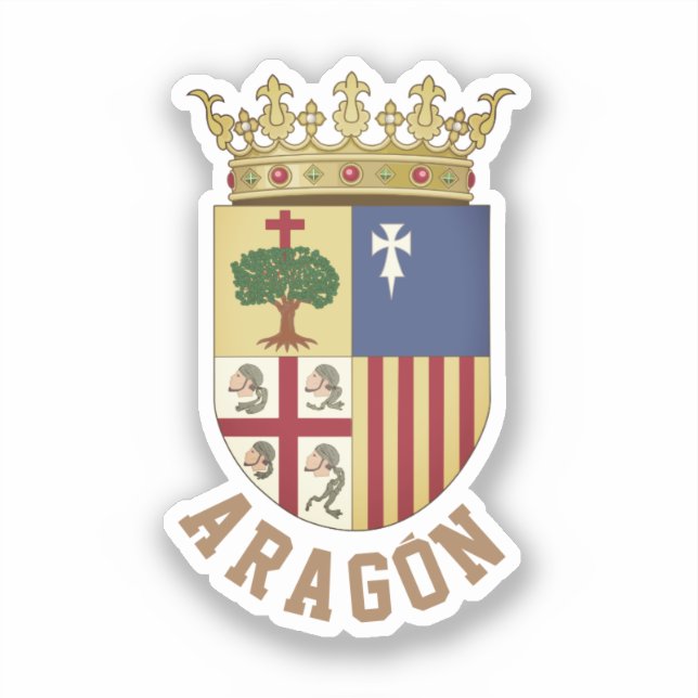 Pegatina Escudo de Aragón (Comunidad Autónoma) España (Anverso)
