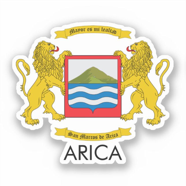 Pegatina Escudo de Armas de Arica, Chile (Anverso)