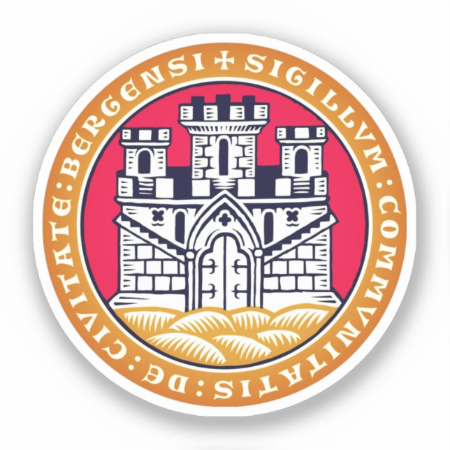 Pegatina Escudo de armas de Bergen (Noruega) (Anverso)