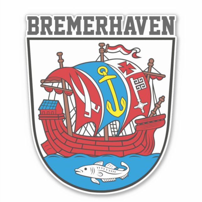 Pegatina Escudo de armas de Bremerhaven, Alemania (Anverso)
