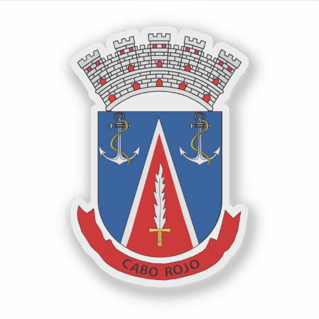 Pegatina Escudo de armas de Cabo Rojo, Puerto Rico (Anverso)