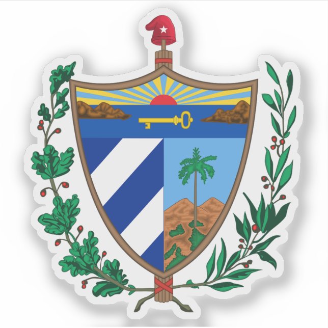 Pegatina Escudo de armas de Cuba  (Anverso)