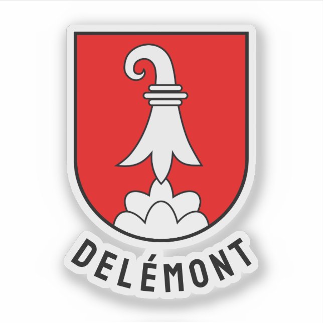 Pegatina Escudo de armas de Delémont, SUIZA (Anverso)