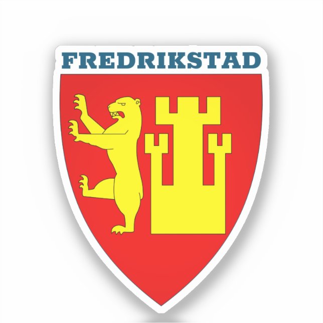Pegatina Escudo de armas de Fredrikstad, Noruega (Anverso)