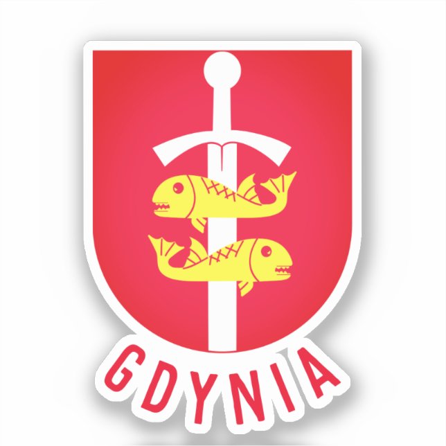 Pegatina Escudo de armas de Gdynia, Polonia (Anverso)