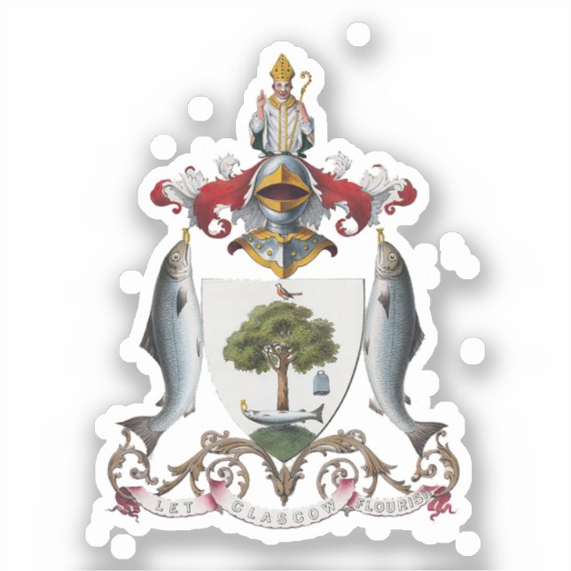 Pegatina Escudo de armas de Glasgow, ESCOCIA (Anverso)