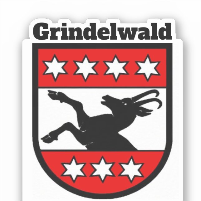 Pegatina Escudo de armas de Grindelwald, Suiza (Anverso)