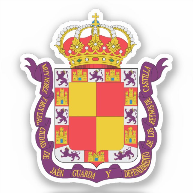 Pegatina Escudo de armas de Jaén, España (Anverso)