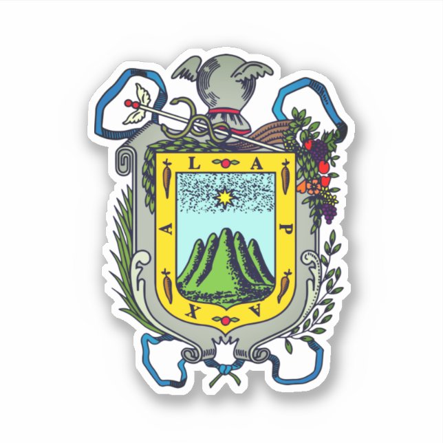 Pegatina Escudo de armas de Jalapa, México (Anverso)
