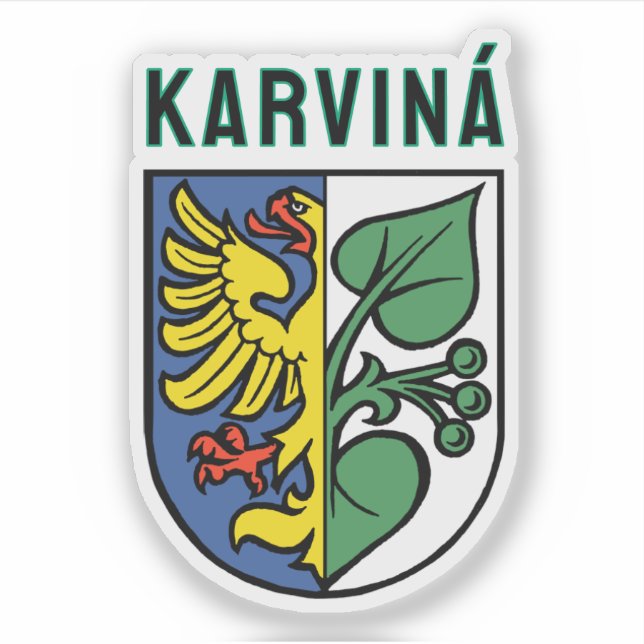 Pegatina Escudo de armas de Karviná, República Checa (Anverso)