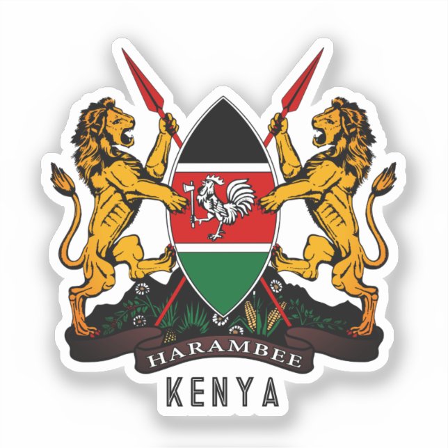 Pegatina Escudo de armas de Kenya (Anverso)