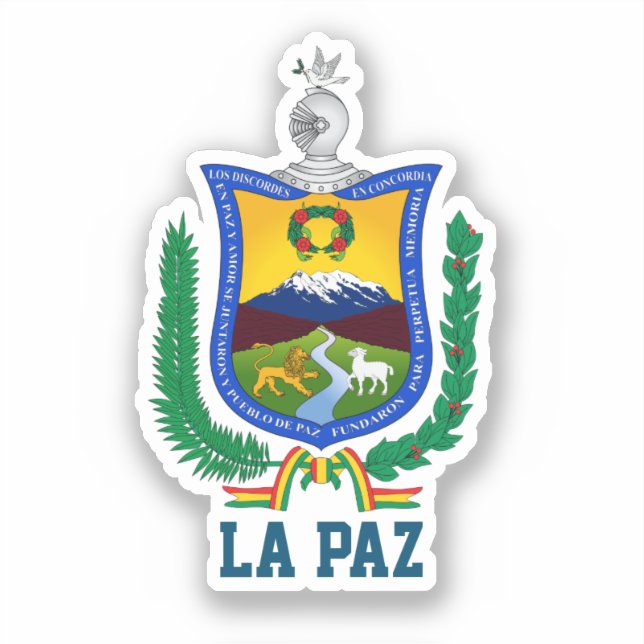 Pegatina Escudo de Armas de La Paz, Bolivia (Anverso)