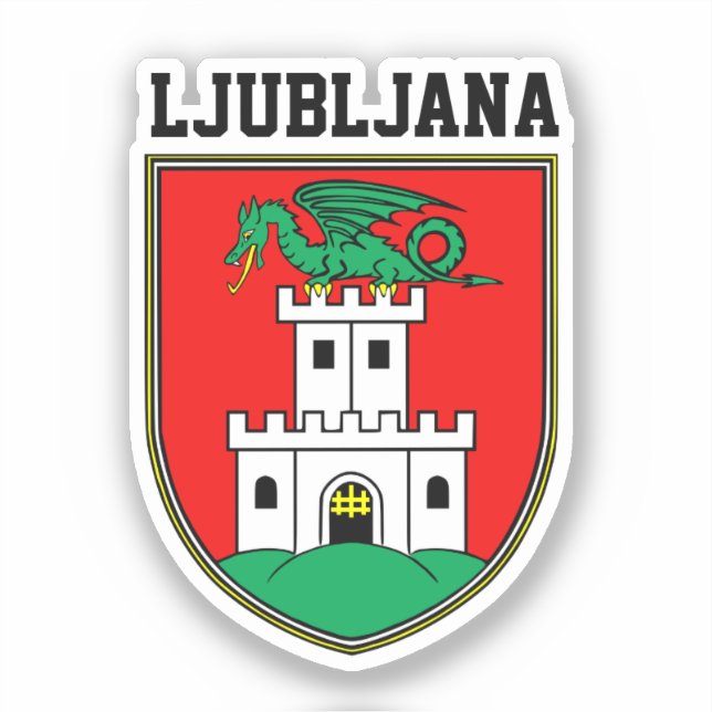 Pegatina Escudo de armas de Ljubljana - ESLOVENIA (Anverso)