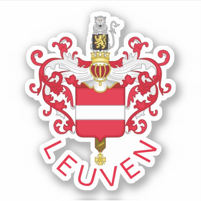 Pegatina Escudo de Armas de Lovaina, Bélgica (Anverso)