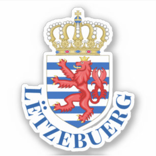 Pegatina Escudo de armas de Luxemburgo (con su nombre en la