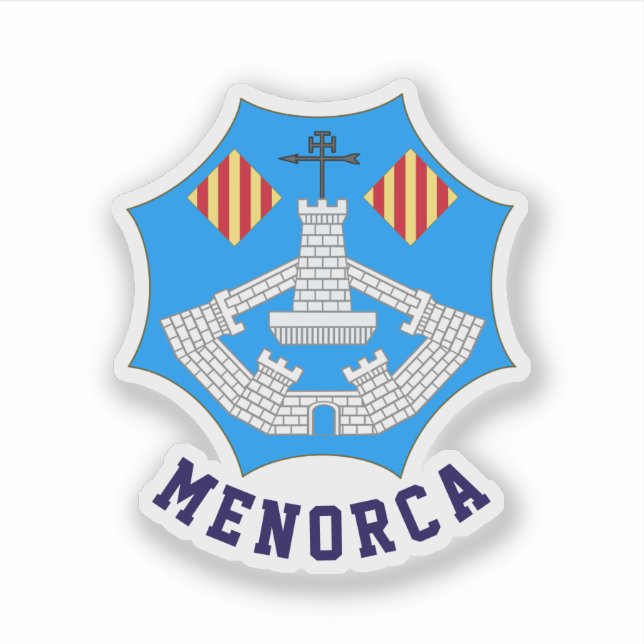 Pegatina Escudo de Armas de Menorca, España (Anverso)