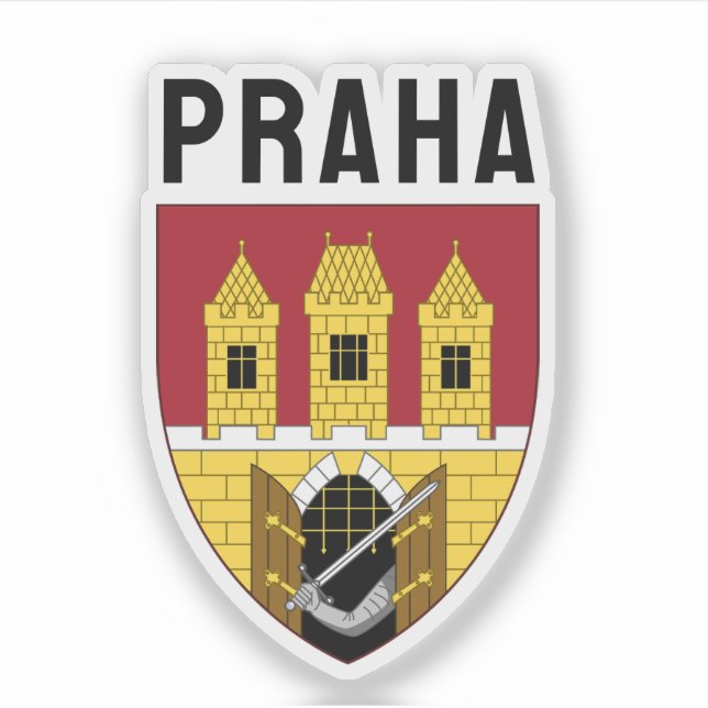 Pegatina Escudo de armas de Praga, República Checa (Anverso)