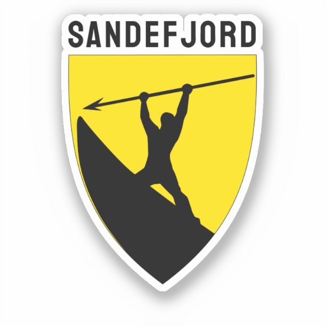 Pegatina Escudo de armas de Sandefjord, Noruega (Anverso)