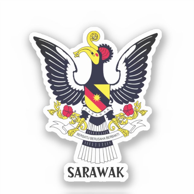 Pegatina Escudo de armas de Sarawak - MALASIA (Anverso)