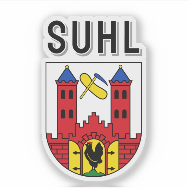 Pegatina Escudo de Armas de Suhl, Alemania (Anverso)