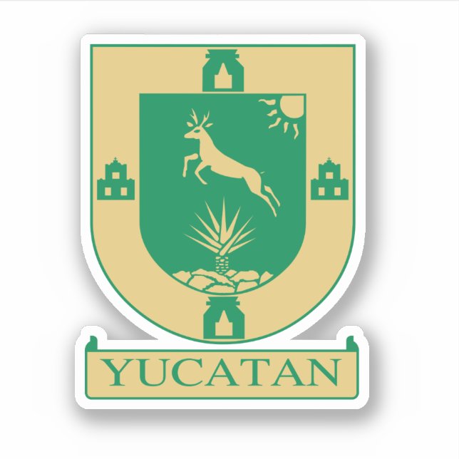 Pegatina Escudo de armas de Yucatán - México (Anverso)