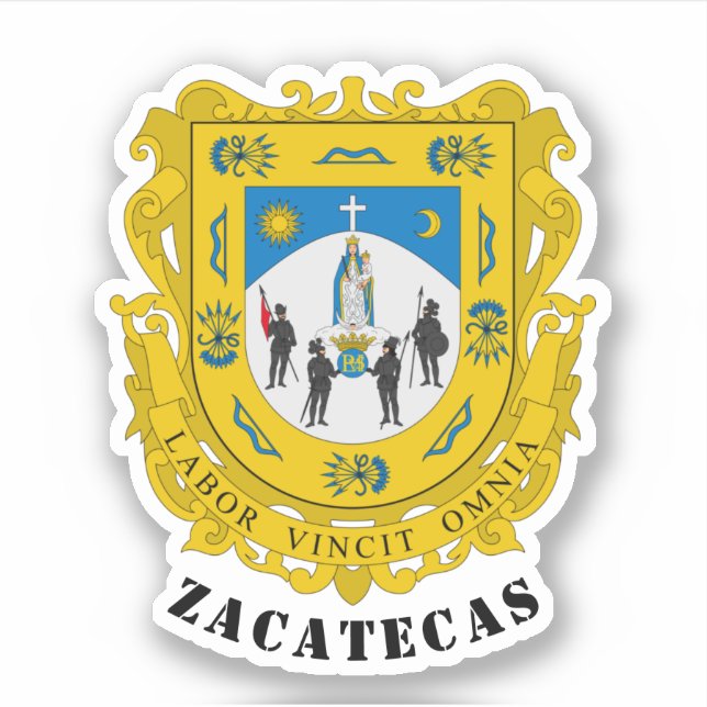 Pegatina Escudo de Armas de Zacatecas, México (Anverso)