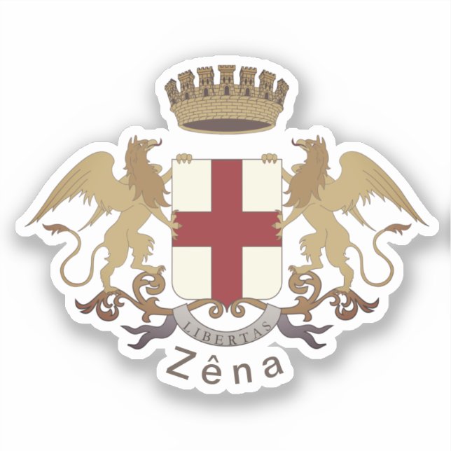Pegatina Escudo de armas de Zêna (Génova, Liguria) (Anverso)