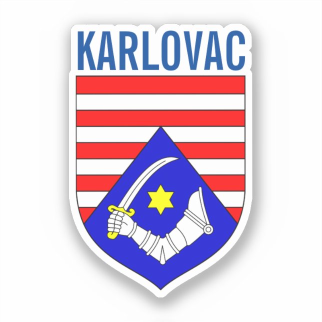 Pegatina Escudo de armas del condado de Karlovac, Croacia (Anverso)