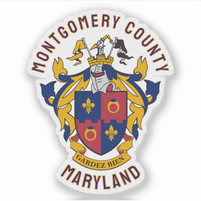 Pegatina Escudo de Armas del Condado de Montgomery, Marylan (Anverso)
