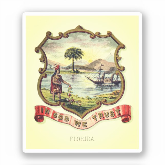Pegatina Escudo de armas del estado de Florida (1876) (Anverso)