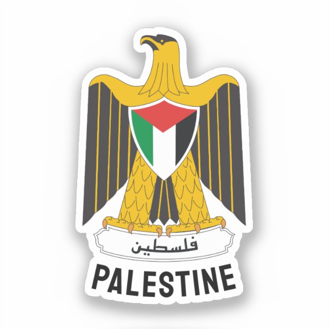 Pegatina Escudo de armas del Estado de Palestina (Anverso)