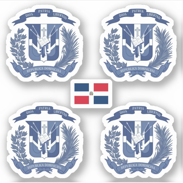 Pegatina Escudo de armas dominicano - versión azul (Anverso)