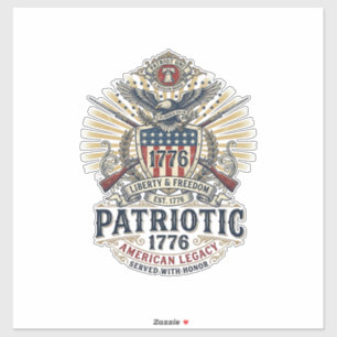 Pegatina Escudo de batalla patriótico 1776 Símbolo inspirad