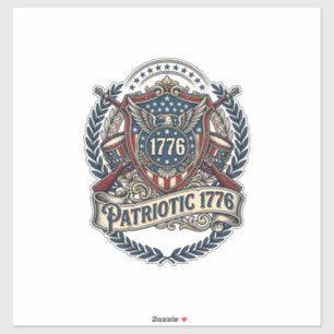 Pegatina Escudo de batalla patriótico 1776 Símbolo inspirad
