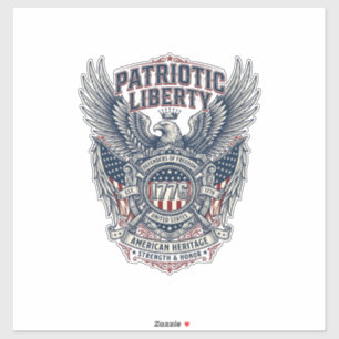 Pegatina Escudo de batalla patriótico 1776 Símbolo inspirad