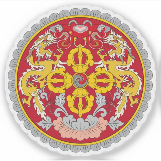 Pegatina Escudo de Bhután (Anverso)