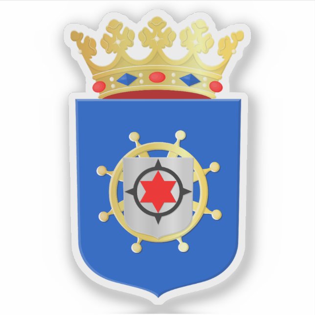Pegatina Escudo de Bonaire, isla neerlandesa del Caribe (Anverso)