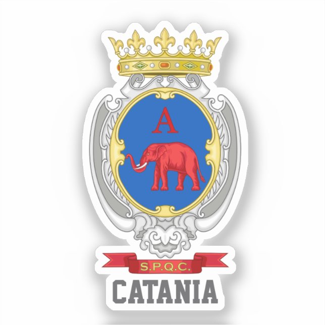 Pegatina Escudo de Catania, Sicilia (Anverso)