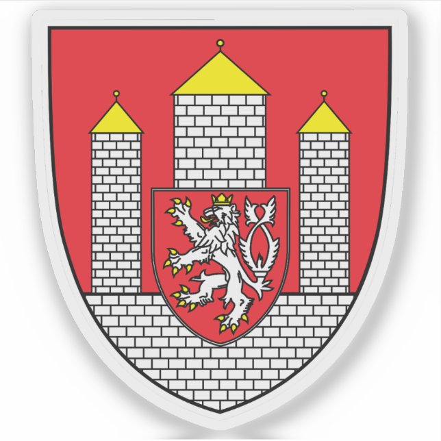 Pegatina Escudo de České Budějovice, República Checa (Anverso)