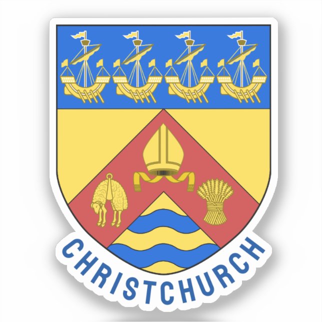 Pegatina Escudo de Christchurch, NZ (Anverso)