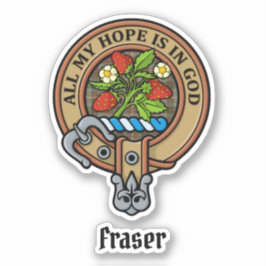 Pegatina Escudo de Clan Fraser sobre la caza del tartán