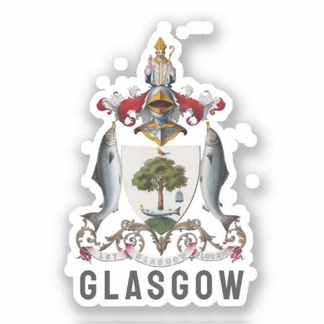 Pegatina Escudo de Glasgow, ESCOCIA (Anverso)