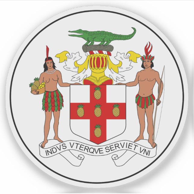 Pegatina Escudo de Jamaica (1957-1962) (Anverso)
