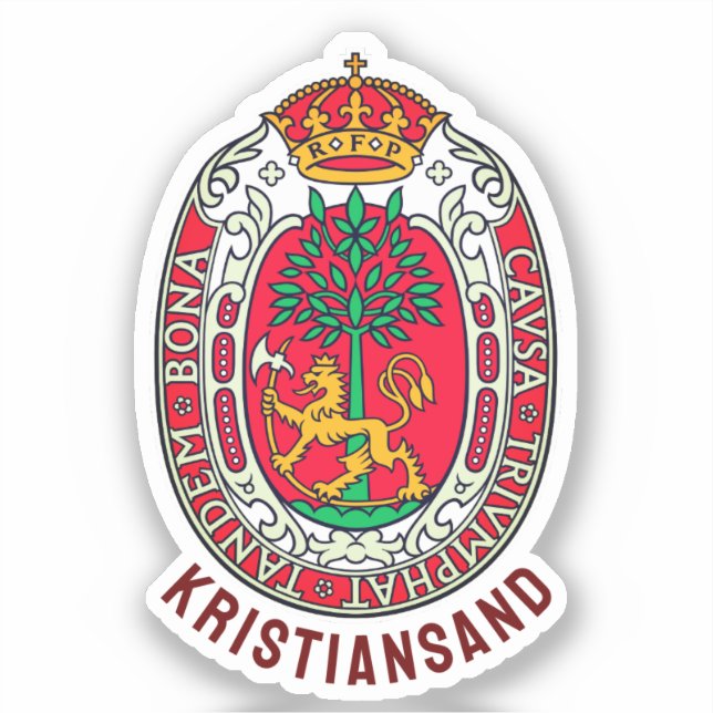 Pegatina Escudo de Kristiansand, NORUEGA (Anverso)