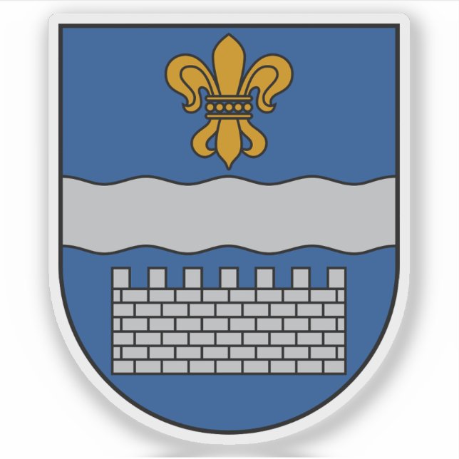 Pegatina Escudo de la ciudad de Daugavpils, Letonia (Anverso)